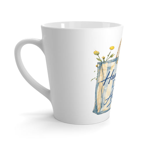 Latte Mug — "Handmade Days Ahead" Beach Tote Ceramic Coffee Cup