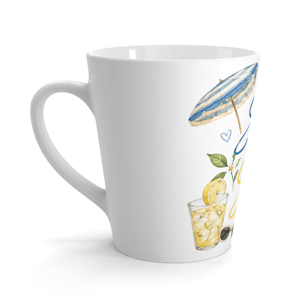 Latte Mug - "Less Scrolling More Soul" Summer Beach Coffee Cup