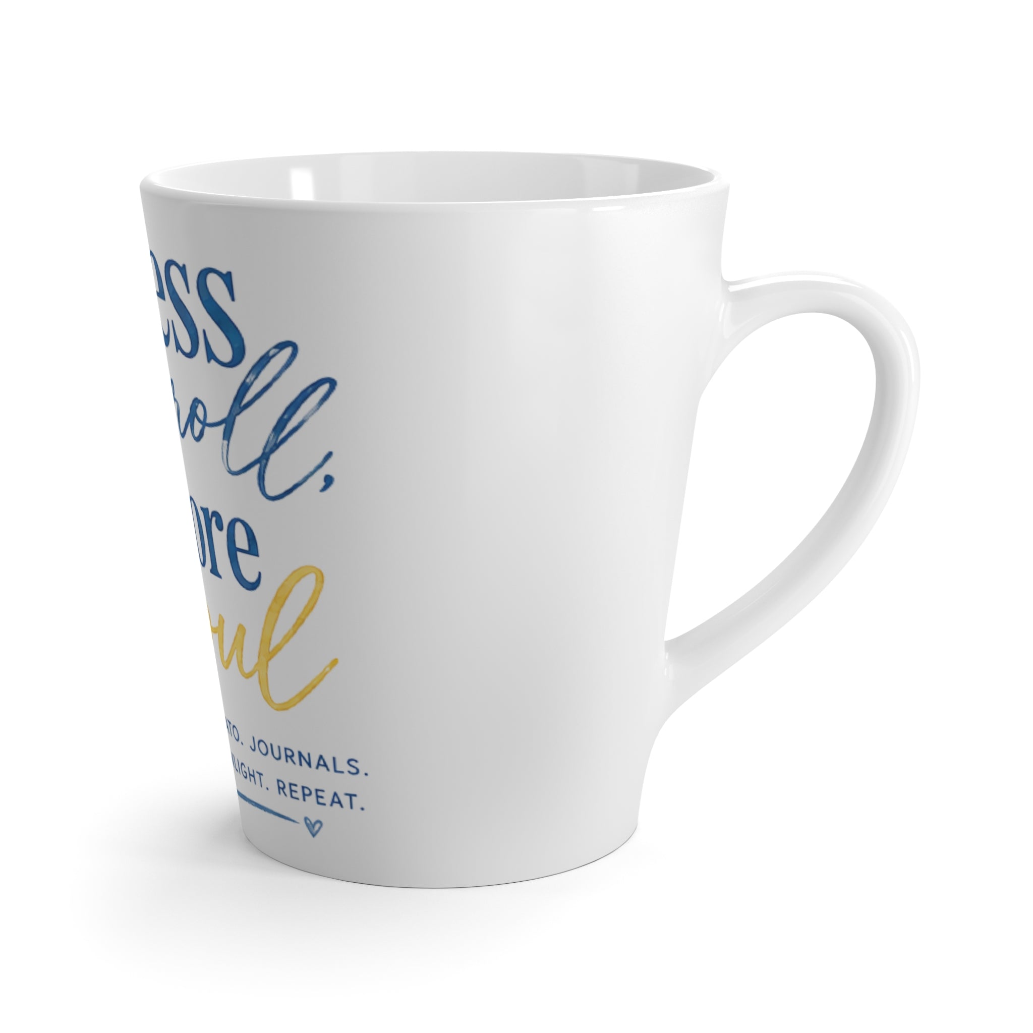 Latte Mug - "Less Scrolling More Soul" Summer Beach Coffee Cup
