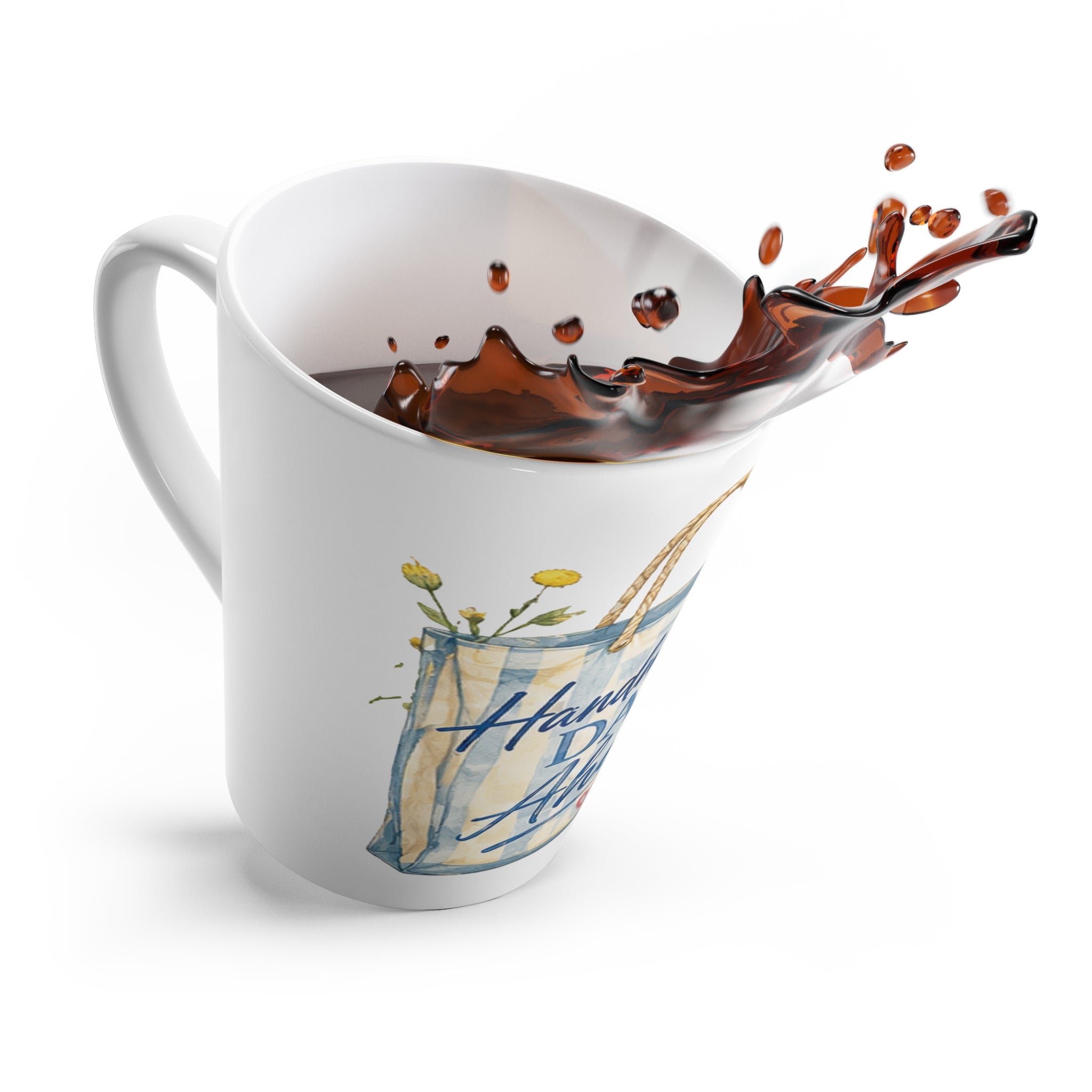 Latte Mug — "Handmade Days Ahead" Beach Tote Ceramic Coffee Cup